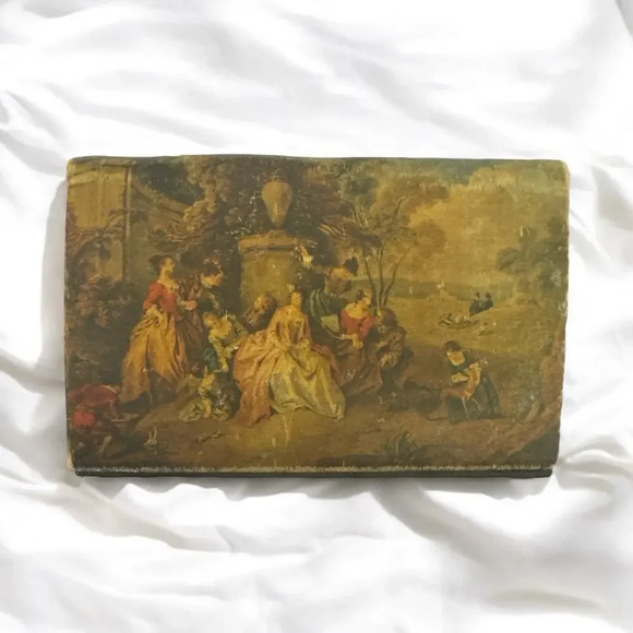 Antique French Style Scenic Kiss Lock Wallet, 18th Century Ladies, Made in Italy - Picture 1 of 4